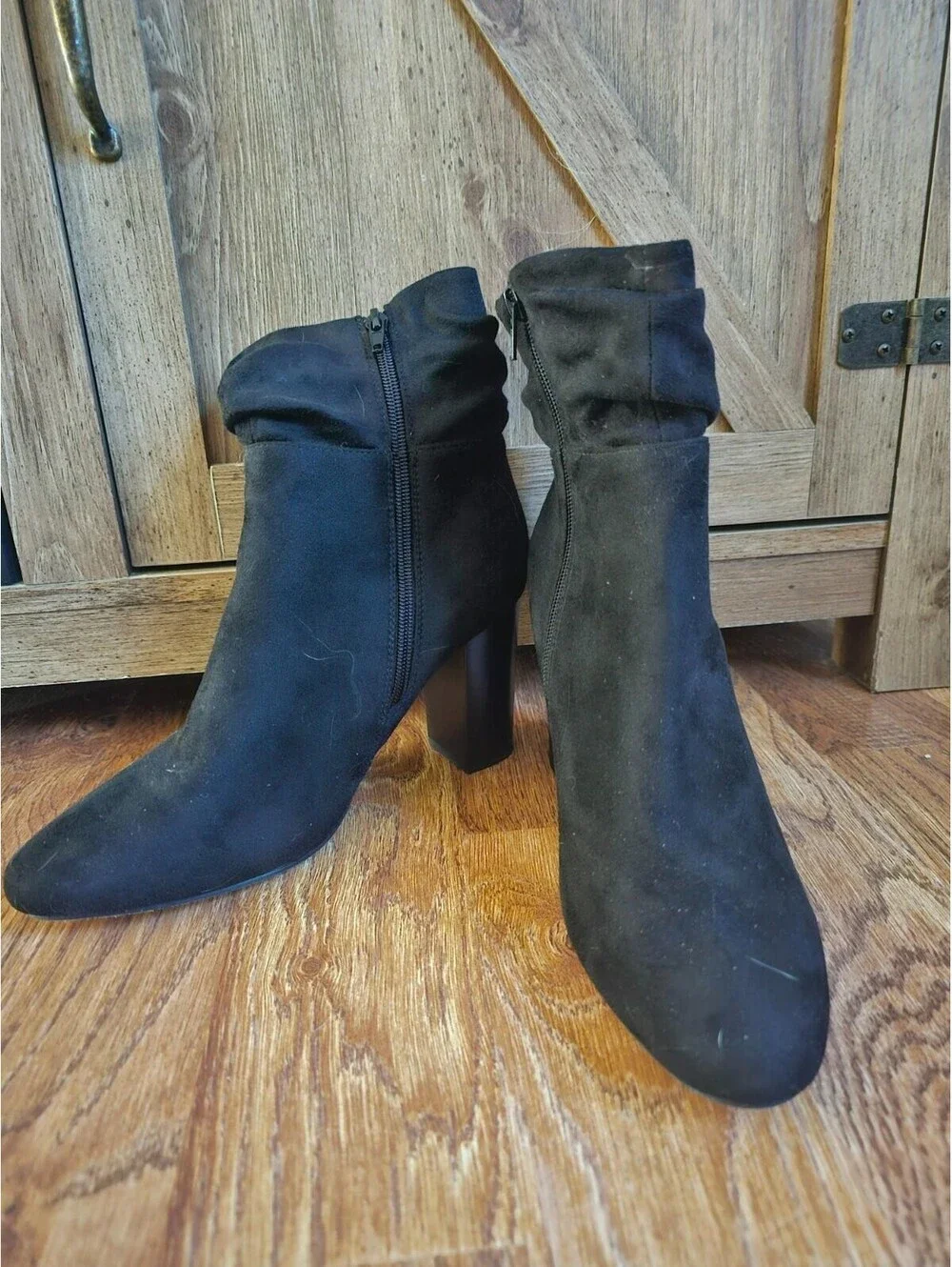 NY&C Ankle Boots Women’s 10 Black Block Heel Side Zip